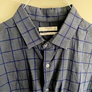MANGO Man Cotton Windowpane Design Shirt